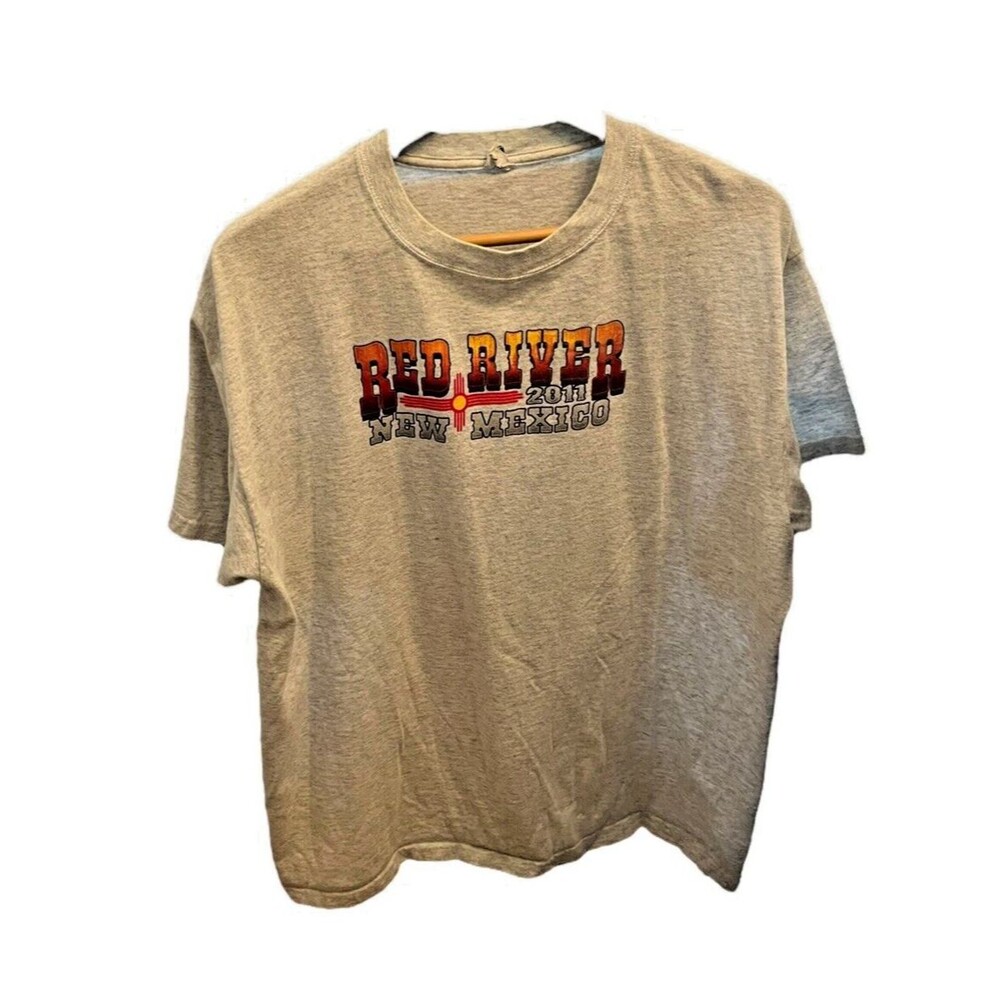 Anvil Men's T-Shirt Red River Rally 2011 Motorcycle Double Sided Size XL